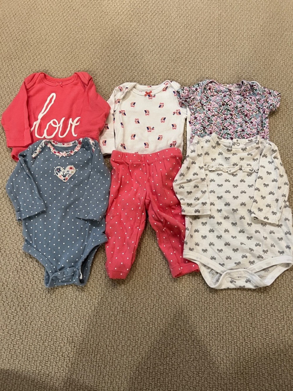 Baby Girl Outfit Bundle 3 Months 6pc Carter’s Sets Tops Everyday Clothes